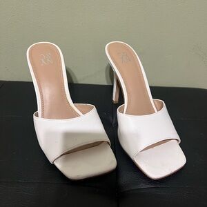 New York & Company White Heeled Mules